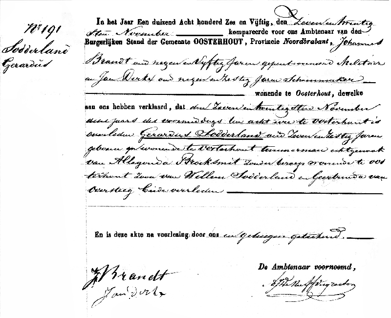 18561127 ovl akte 191 Gerard Sodderland ev Allegonda Broeksmit